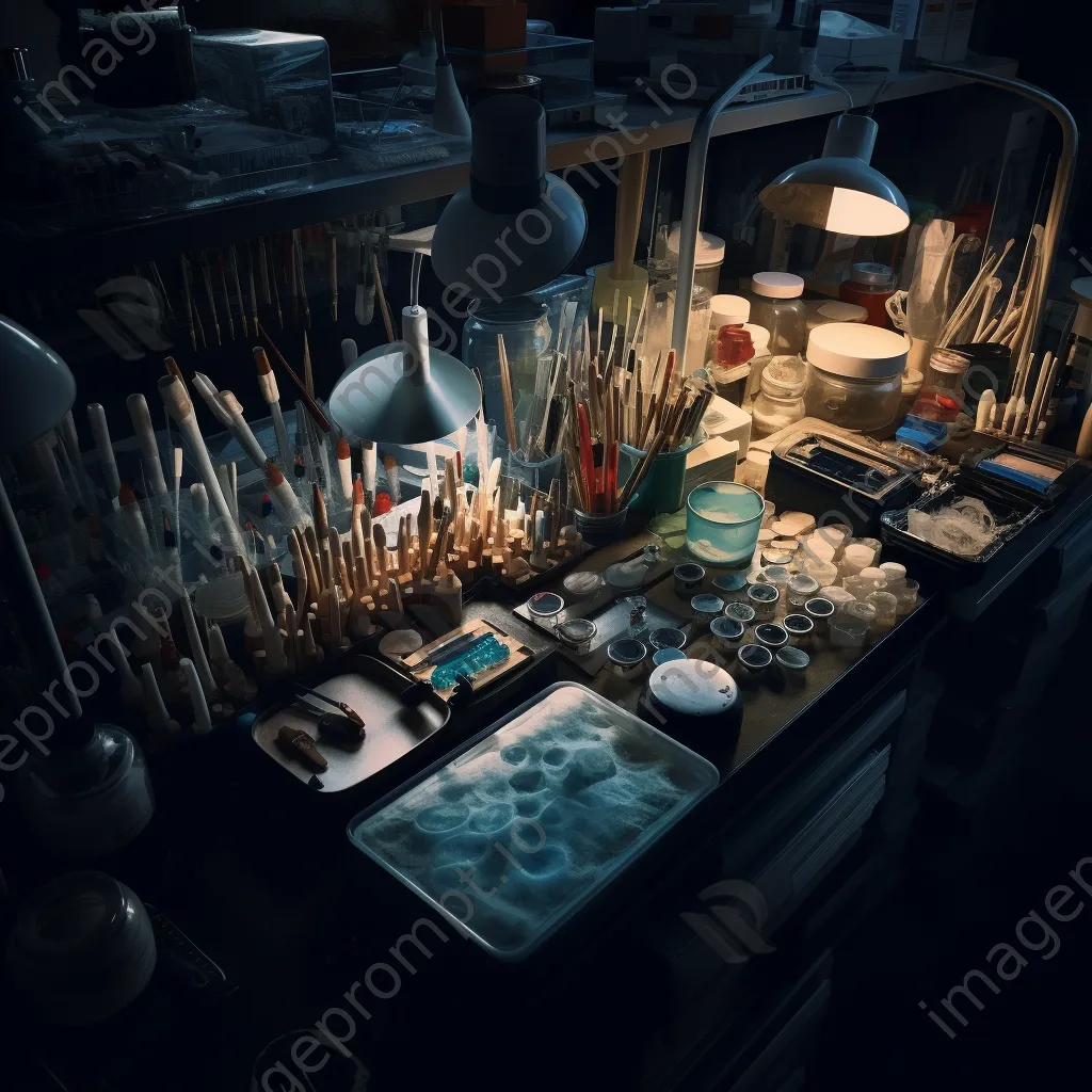 Organized lab workspace featuring glass pipettes and tubes. - Image 2