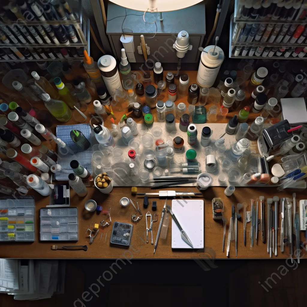 Organized lab workspace featuring glass pipettes and tubes. - Image 4