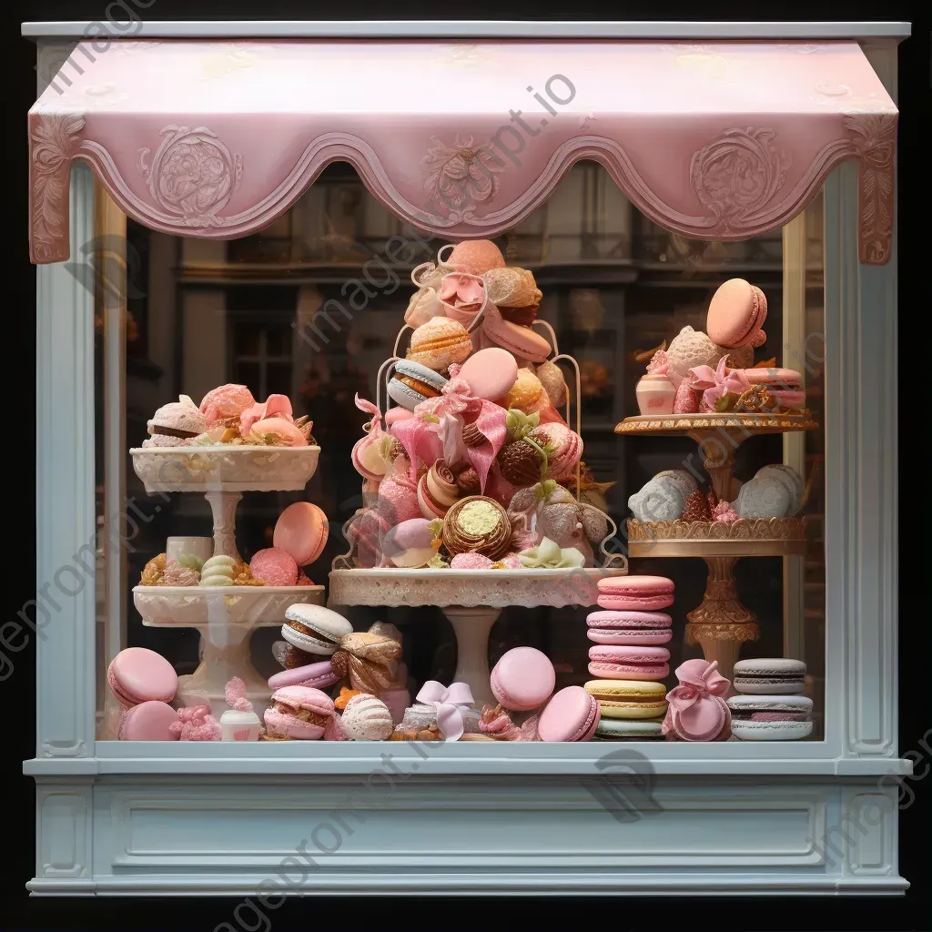 Pastel chalk drawing of a French patisserie window display - Image 1