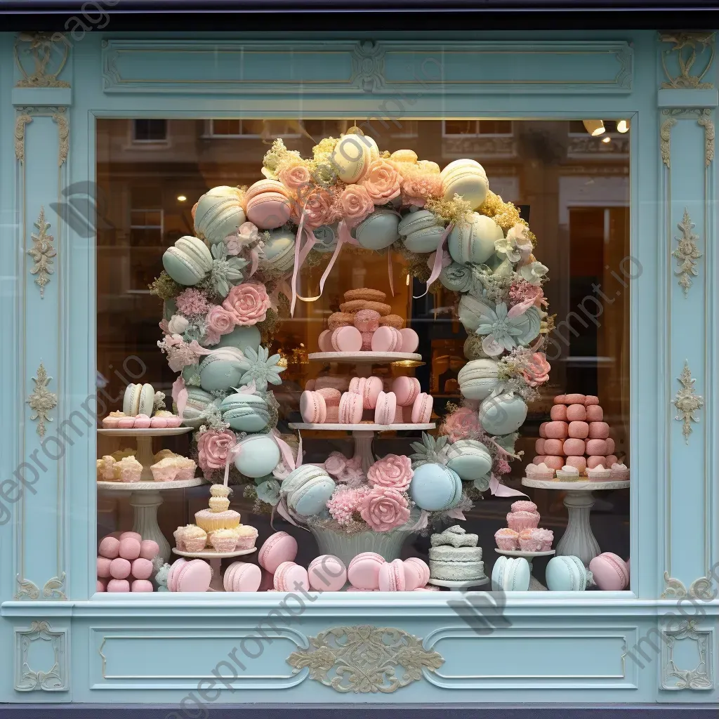 Pastel chalk drawing of a French patisserie window display - Image 3