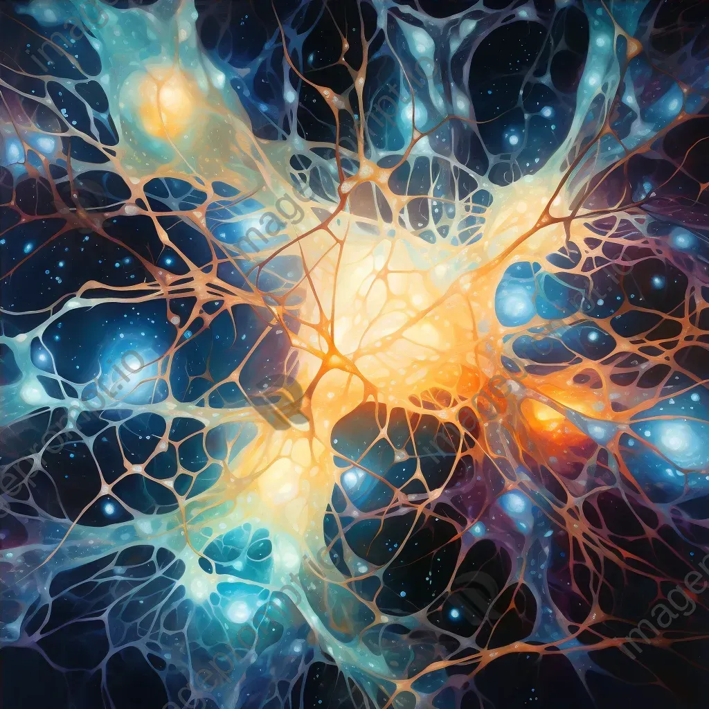 Oil painting of human neurons, with interconnected synapses forming a galaxy - Image 4