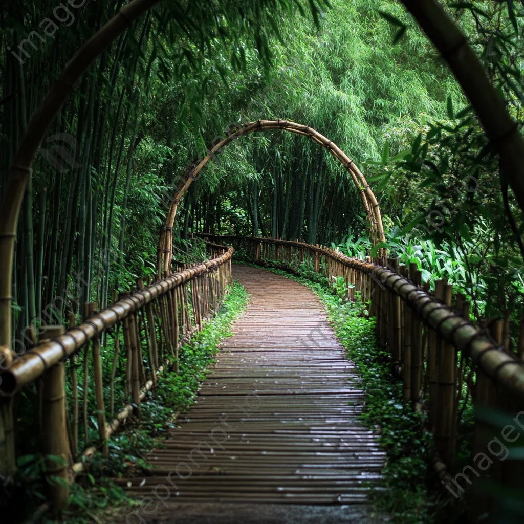 Bamboo bridge in a thriving bamboo forest - Image 2