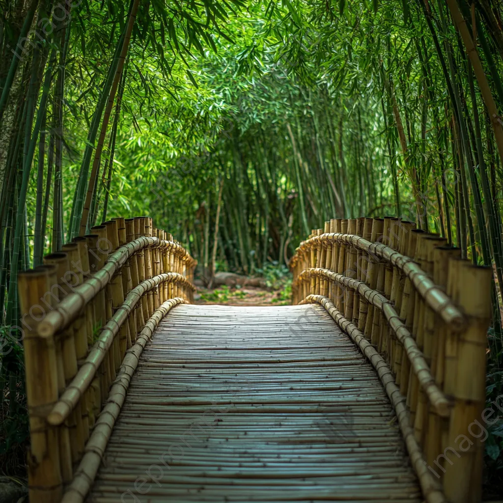 Bamboo bridge in a thriving bamboo forest - Image 3