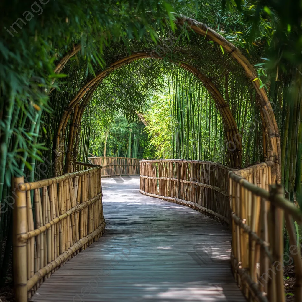 Bamboo bridge in a thriving bamboo forest - Image 4