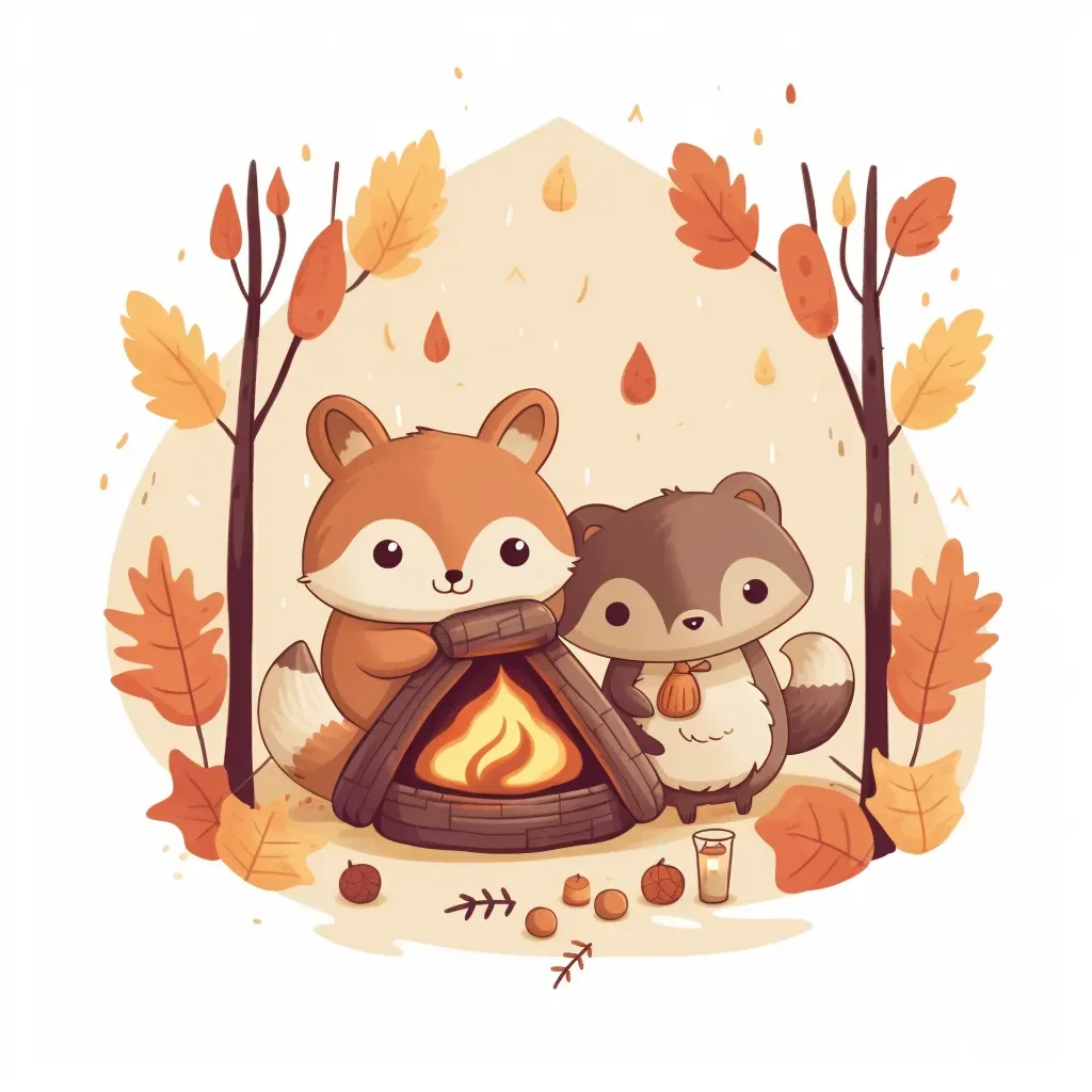 Cute woodland creatures logo with acorns, pinecones, autumn foliage - Image 2