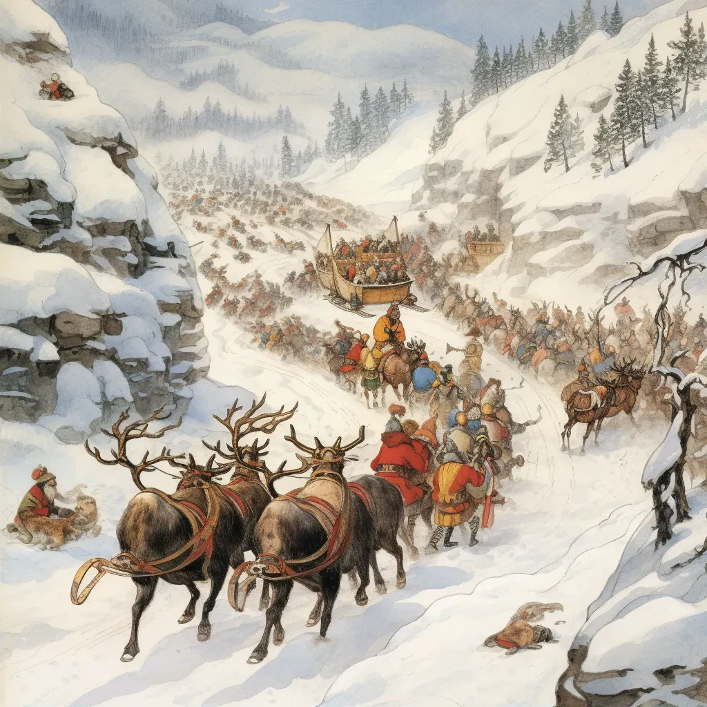 Image of a traditional Sami reindeer race in the snowy landscapes of Norway - Image 2