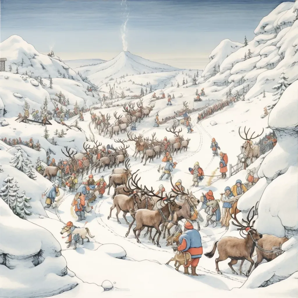 Image of a traditional Sami reindeer race in the snowy landscapes of Norway - Image 3