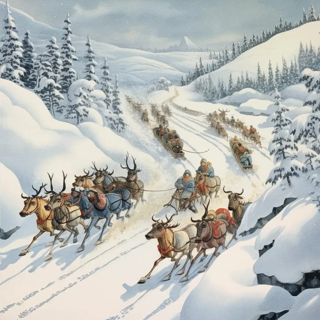 Image of a traditional Sami reindeer race in the snowy landscapes of Norway - Image 4