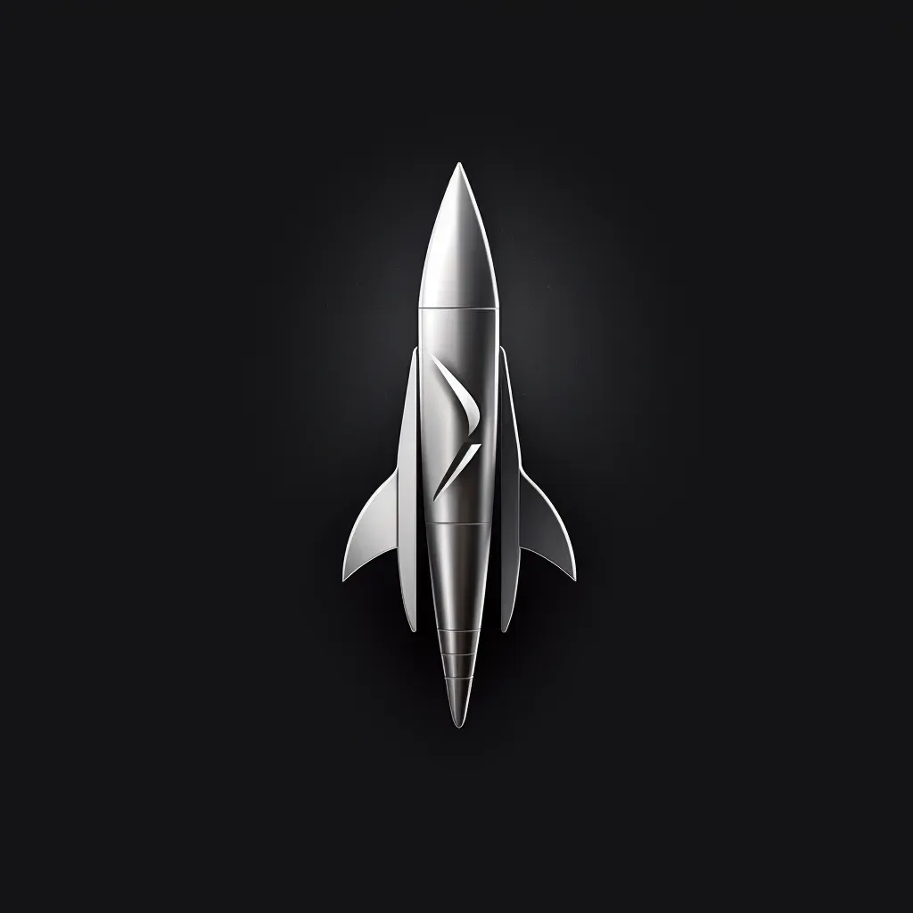 Sleek aerospace manufacturing logo with rocket icon in silver and black colors on a dark background - Image 3