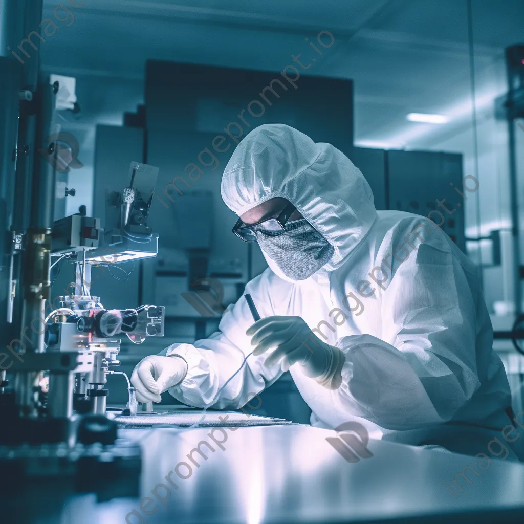 Researcher in protective gear preparing samples in a cleanroom. - Image 3