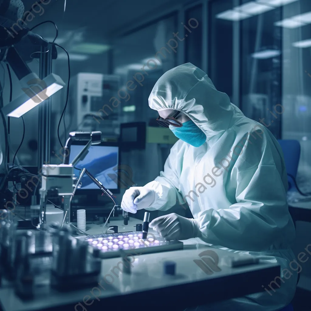 Researcher in protective gear preparing samples in a cleanroom. - Image 4