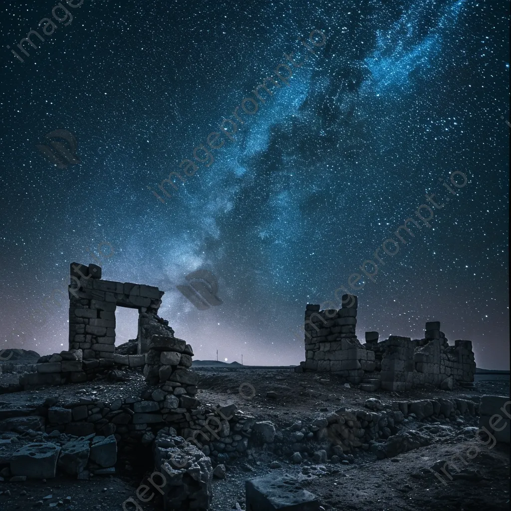 Ancient ruins viewed under a starry night sky - Image 3