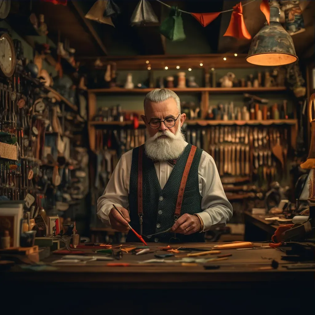 Vintage portrait of a haberdasher crafting bespoke bow ties - Image 3