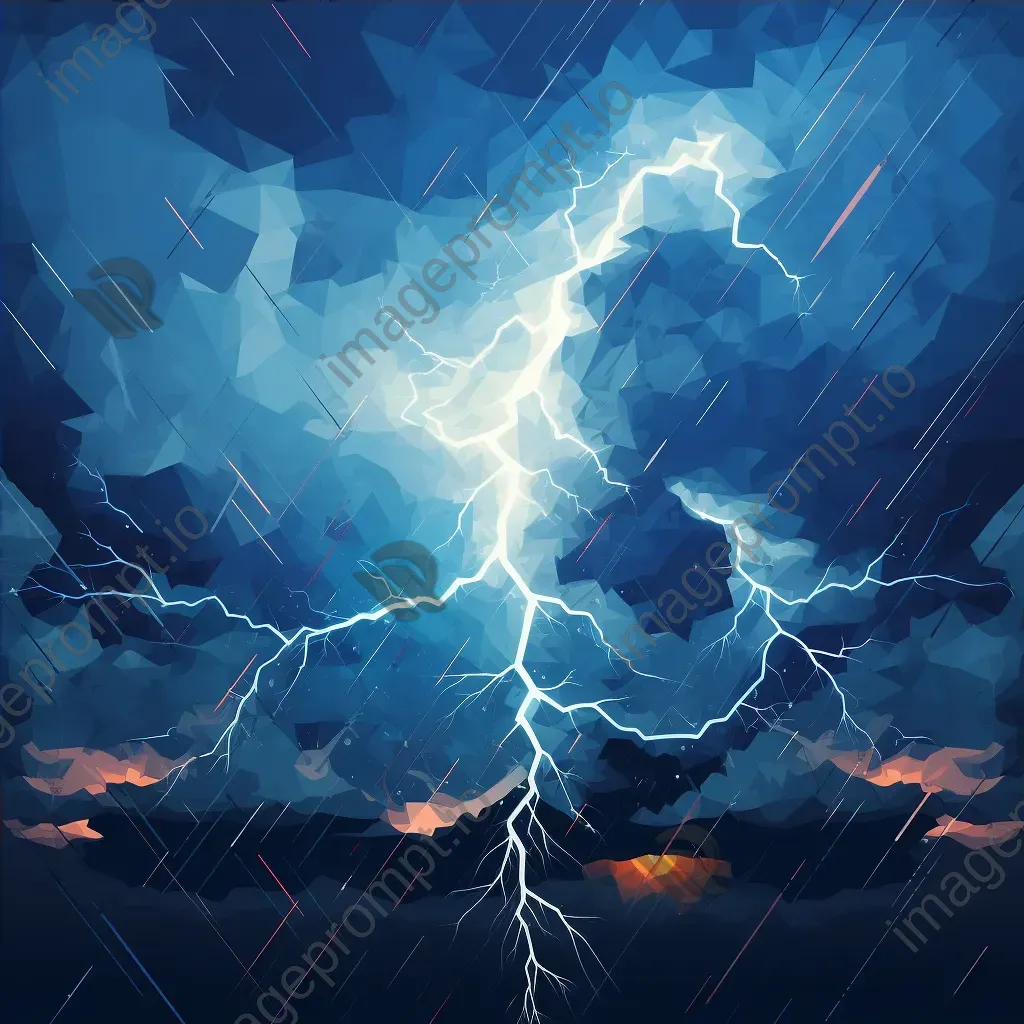 Low-poly depiction of a dramatic thunderstorm with angular lightning - Image 4