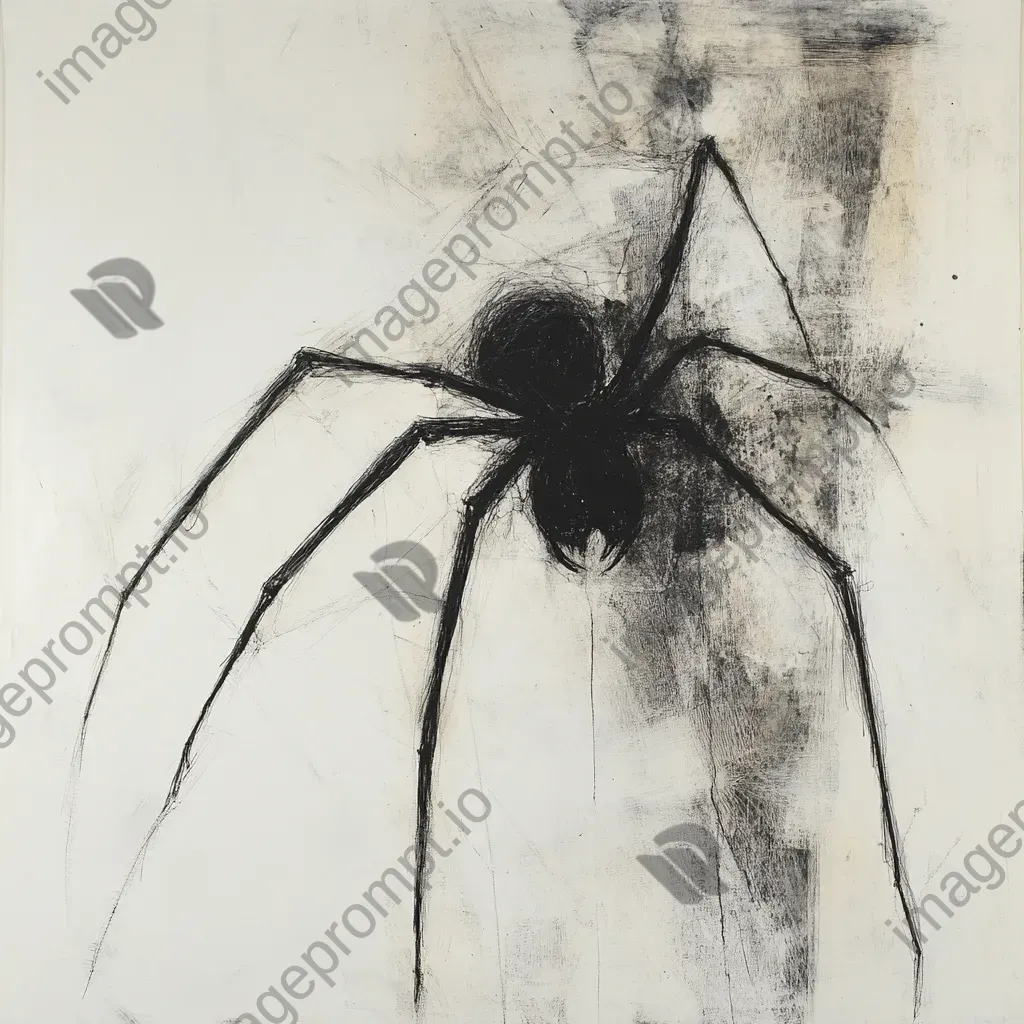 Charcoal depiction of a magnified view of spider