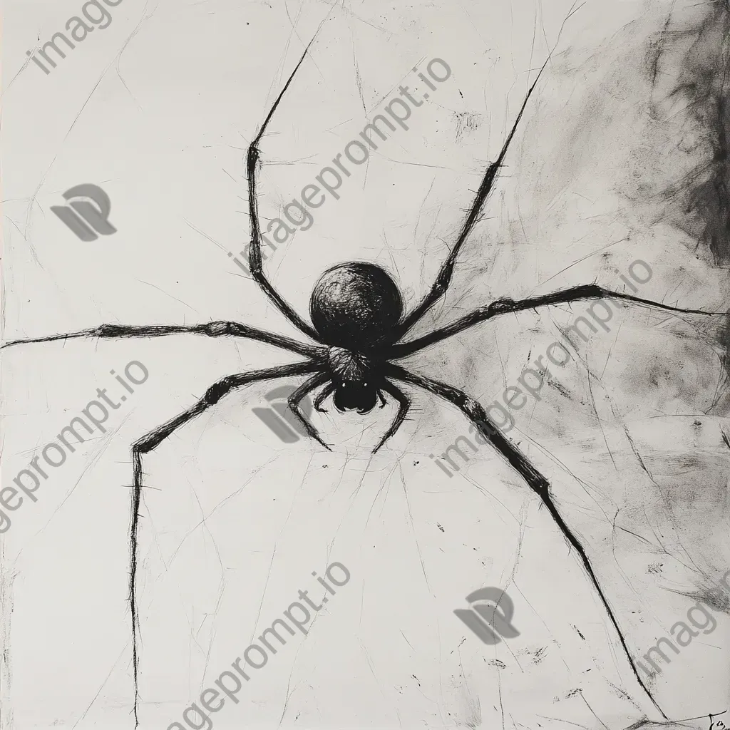 Charcoal depiction of a magnified view of spider