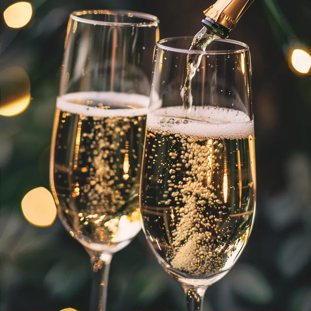 Champagne glasses clinking with bubbles, shot on Sony A7R IV - Image 2