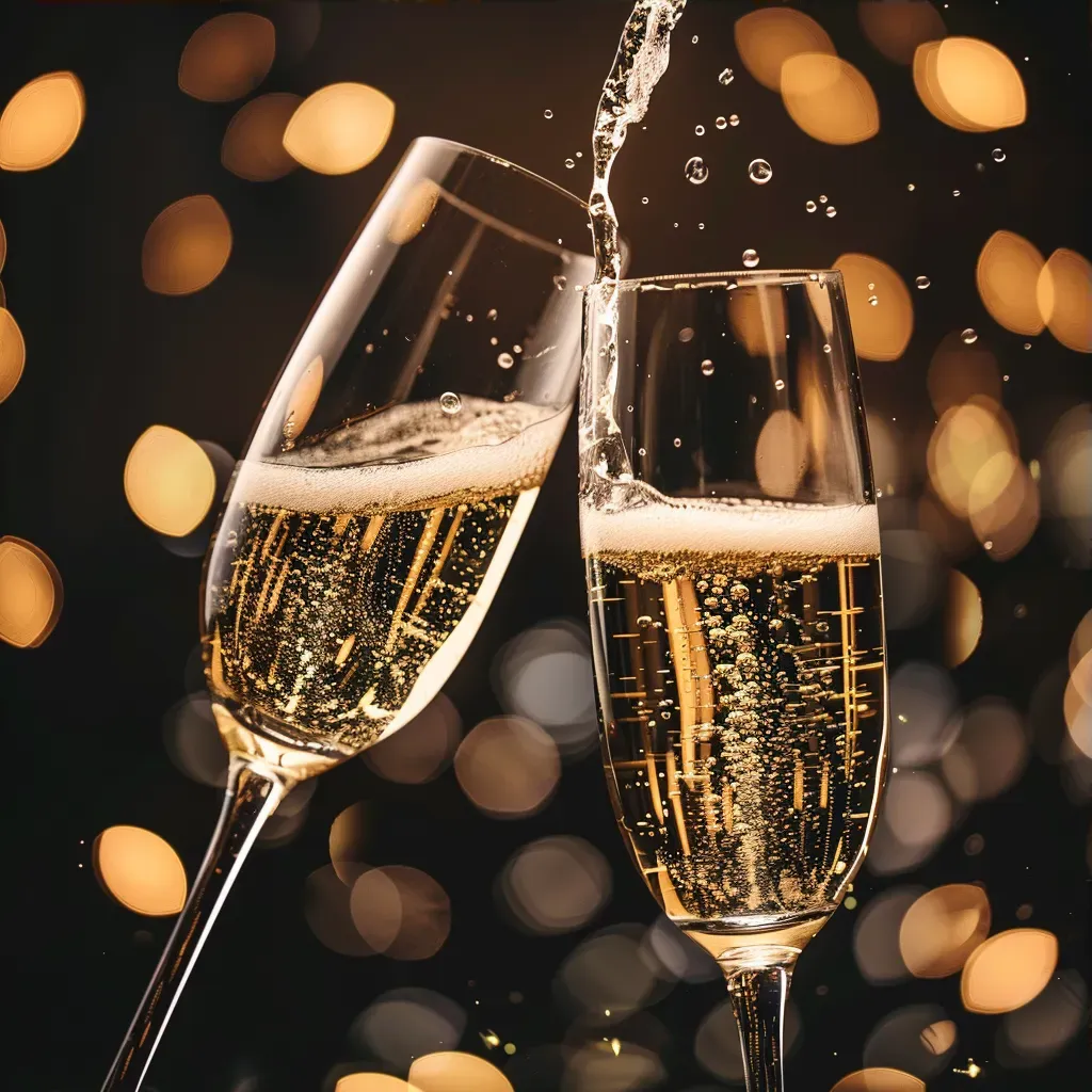 Champagne glasses clinking with bubbles, shot on Sony A7R IV - Image 3