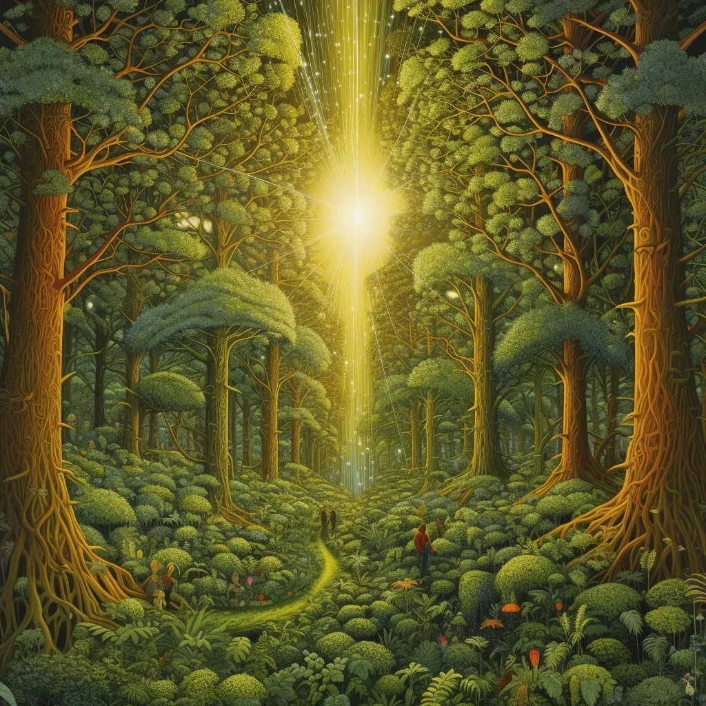 Radiant Kaleidoscopic Forest Scene