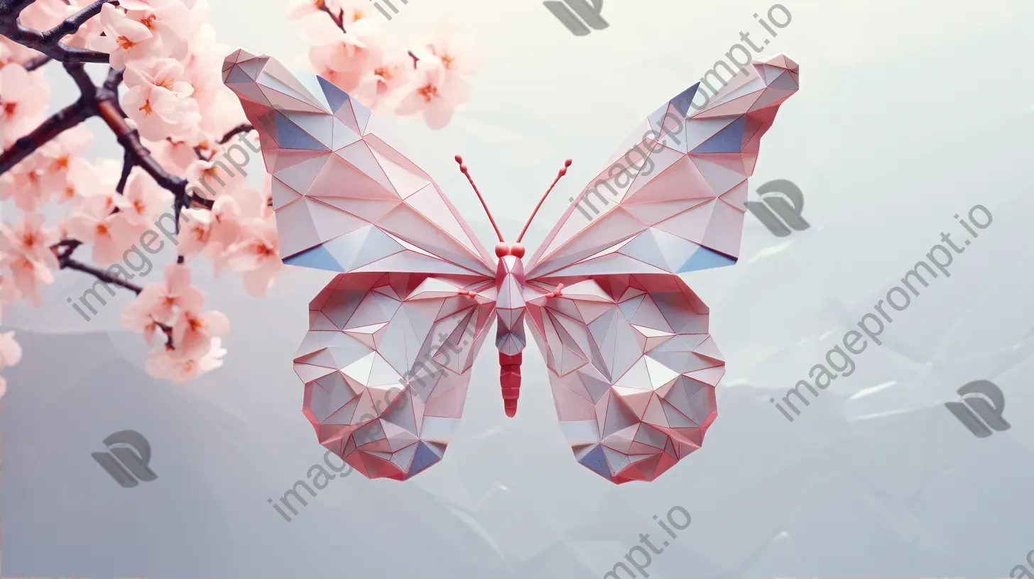 Geometric representation of a butterfly on a blossom in pastel colors - Image 2