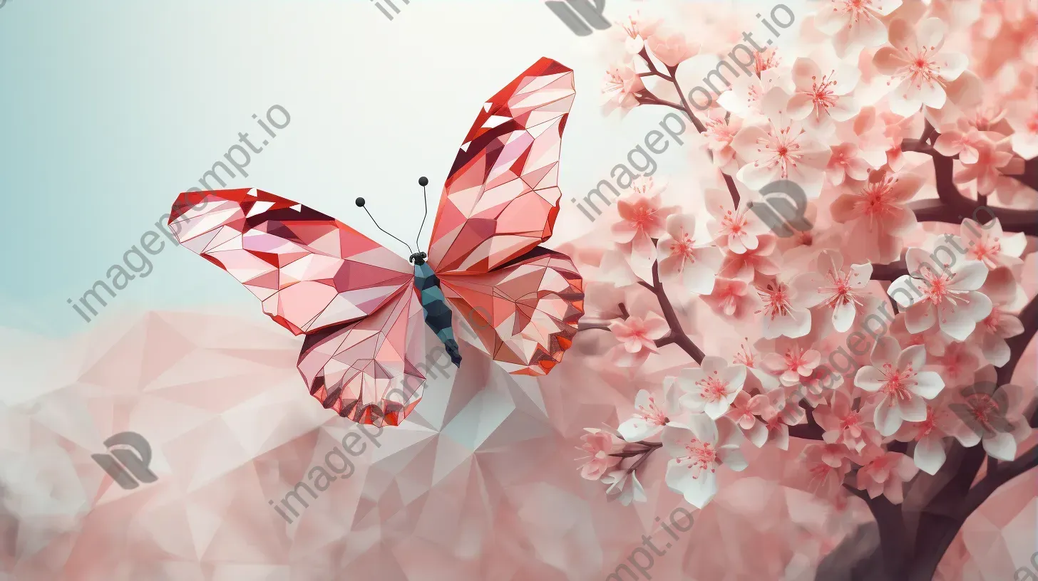 Geometric representation of a butterfly on a blossom in pastel colors - Image 3