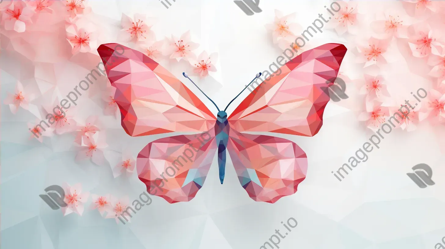 Geometric representation of a butterfly on a blossom in pastel colors - Image 4