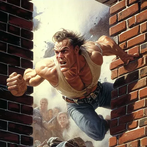 Man breaking free from a solid wall of bricks - Image 3