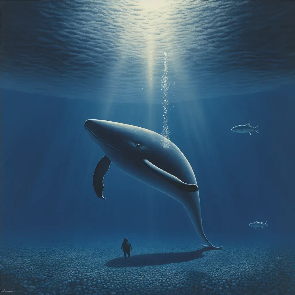 Blue whale and calf gracefully swimming in open sea - Image 4