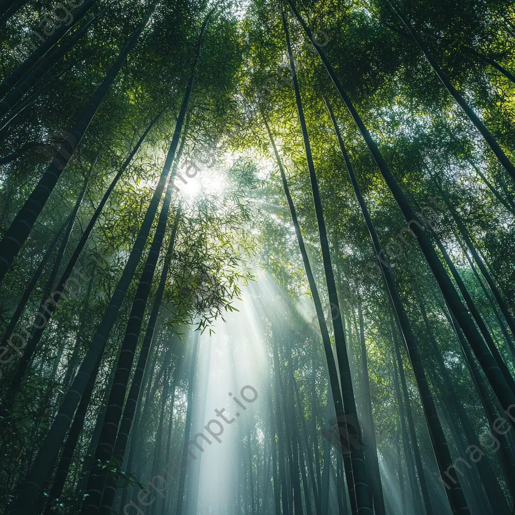 Misty bamboo forest with sunlight filtering through the leaves - Image 3