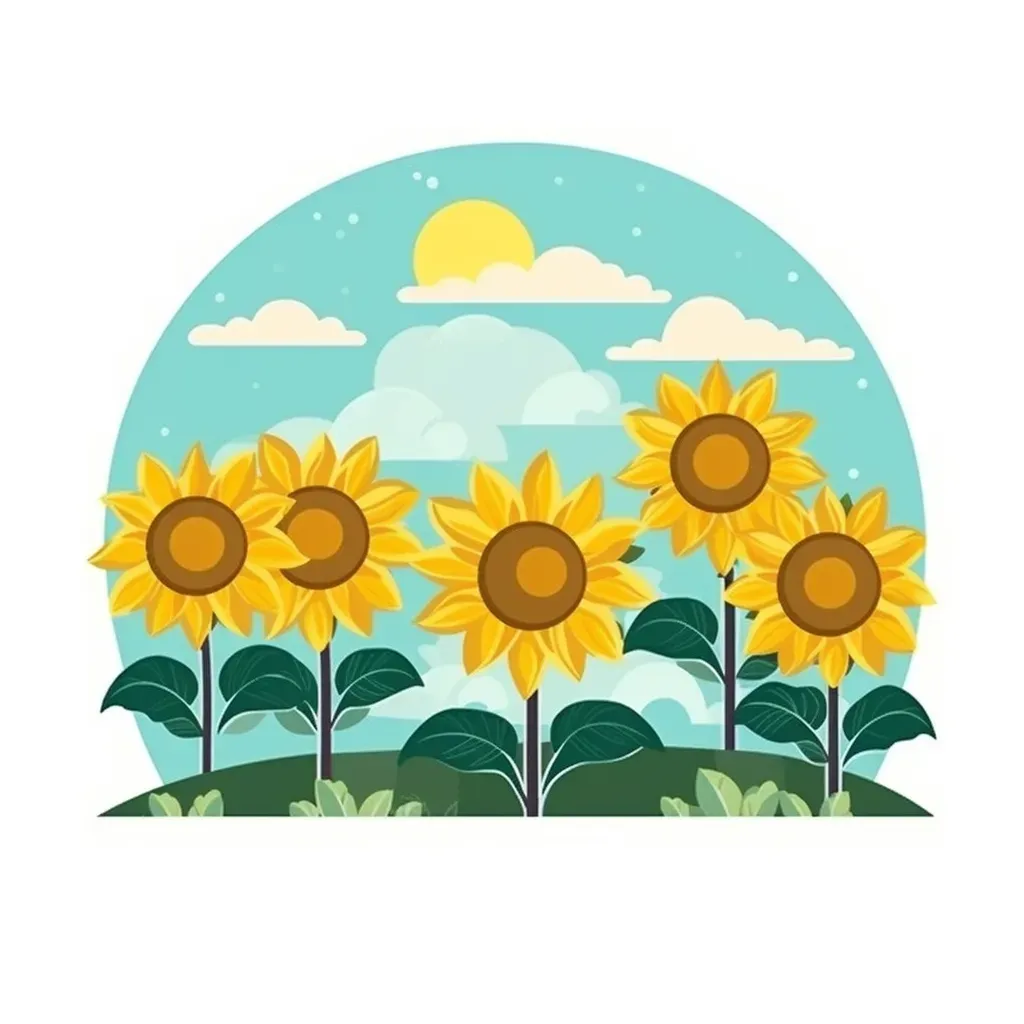 Sunflower Farm Logo with Blooming Sunflowers in a Field