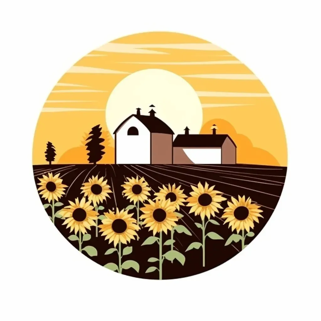 Sunflower Farm Logo with Blooming Sunflowers in a Field - Image 2