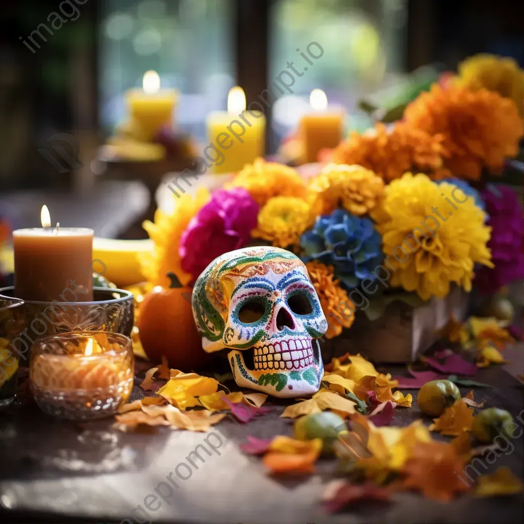 Day of the Dead celebration with altars and sugar skull decorations - Image 1