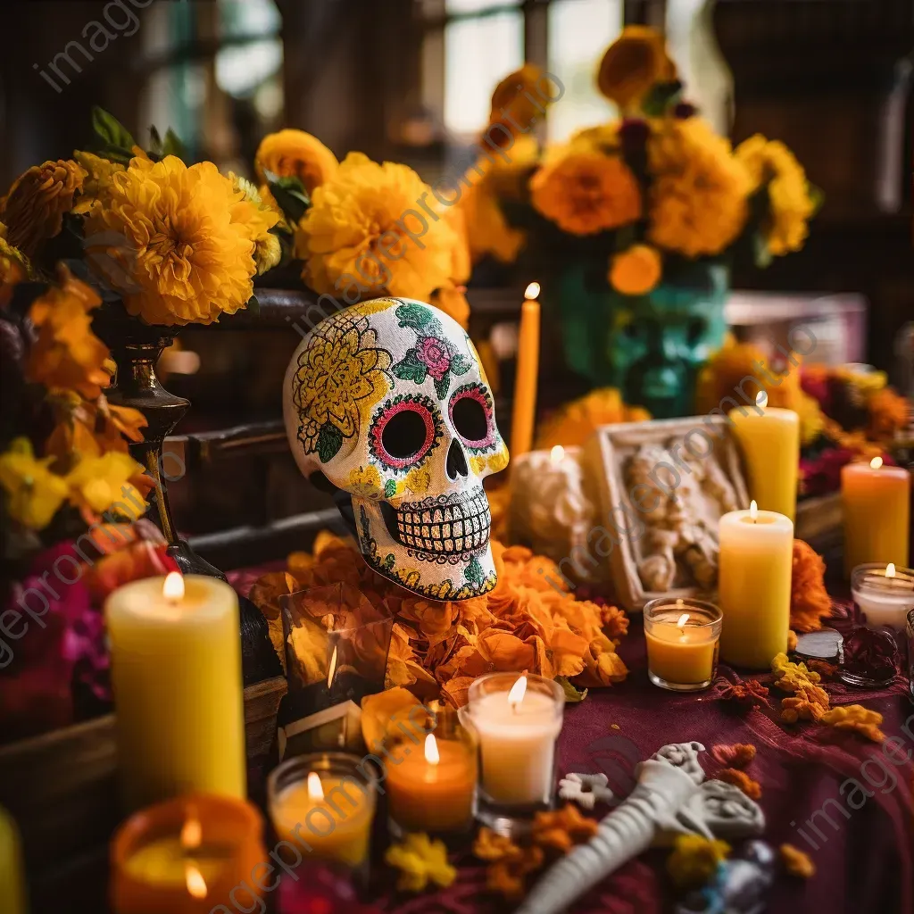 Day of the Dead celebration with altars and sugar skull decorations - Image 3