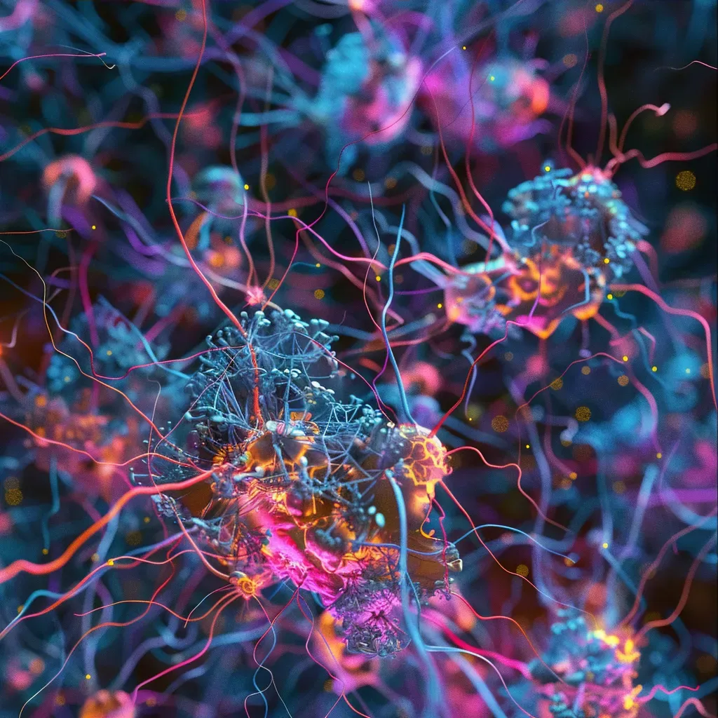 Abstract vibrant neural network with interconnected neurons and electrical impulses - Image 3