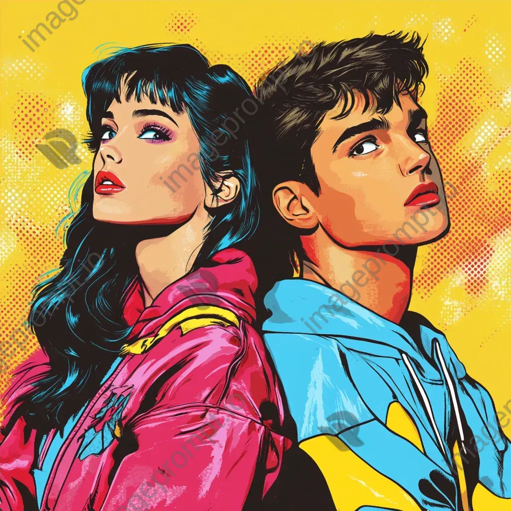 Pop art style depiction of a scene from a classic teen movie - Image 4