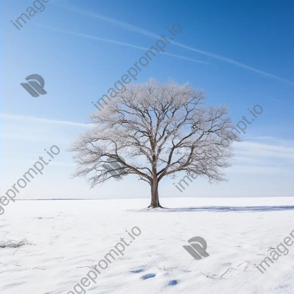 Isolated tree in a vast snowy field - Image 2