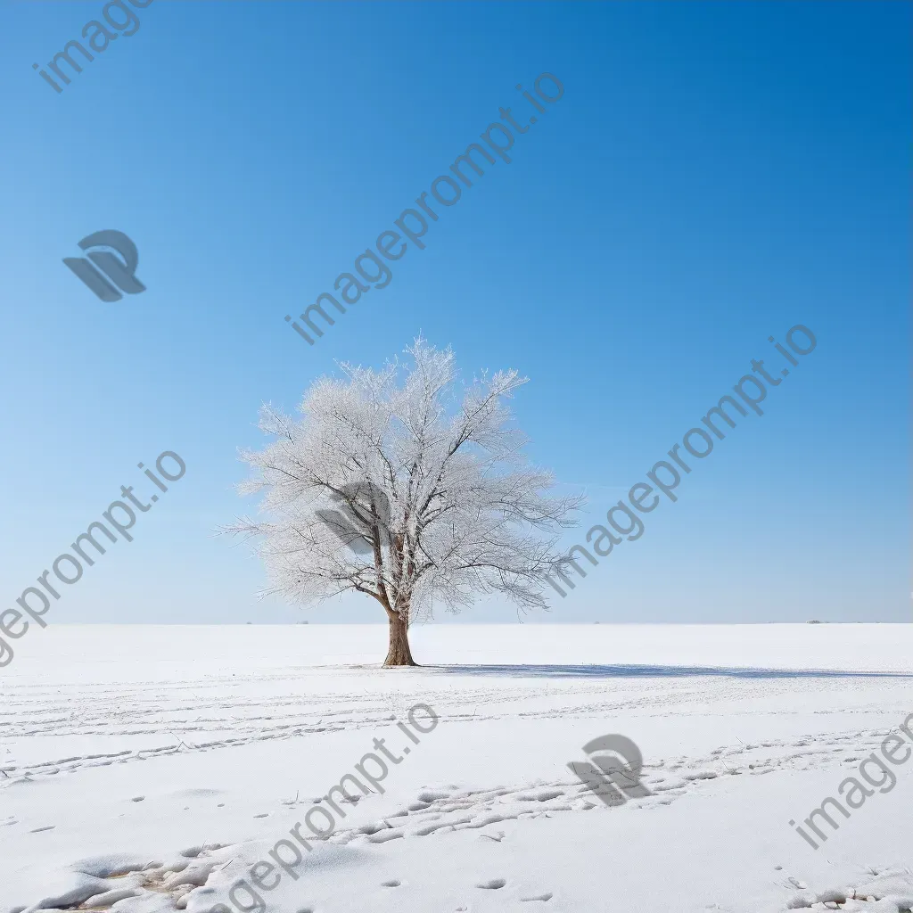 Isolated tree in a vast snowy field - Image 3