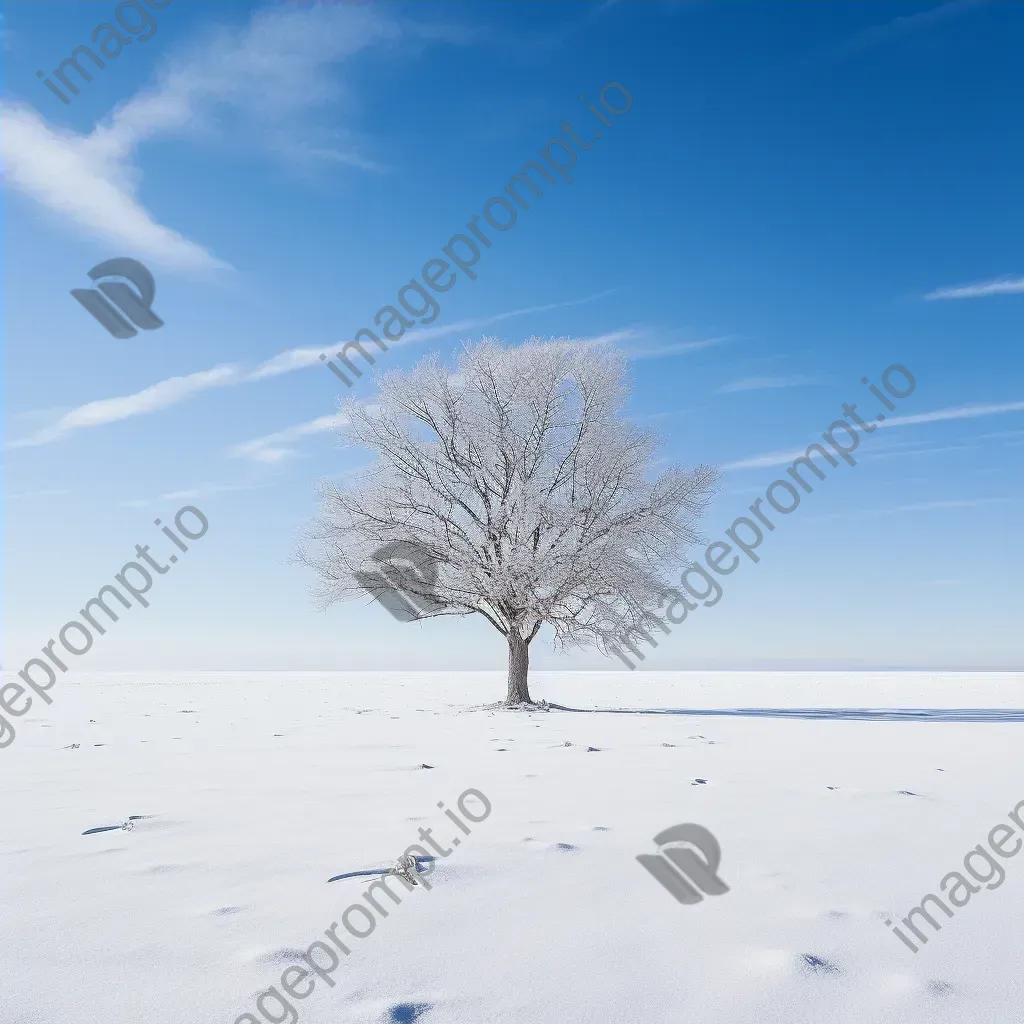 Isolated tree in a vast snowy field - Image 4