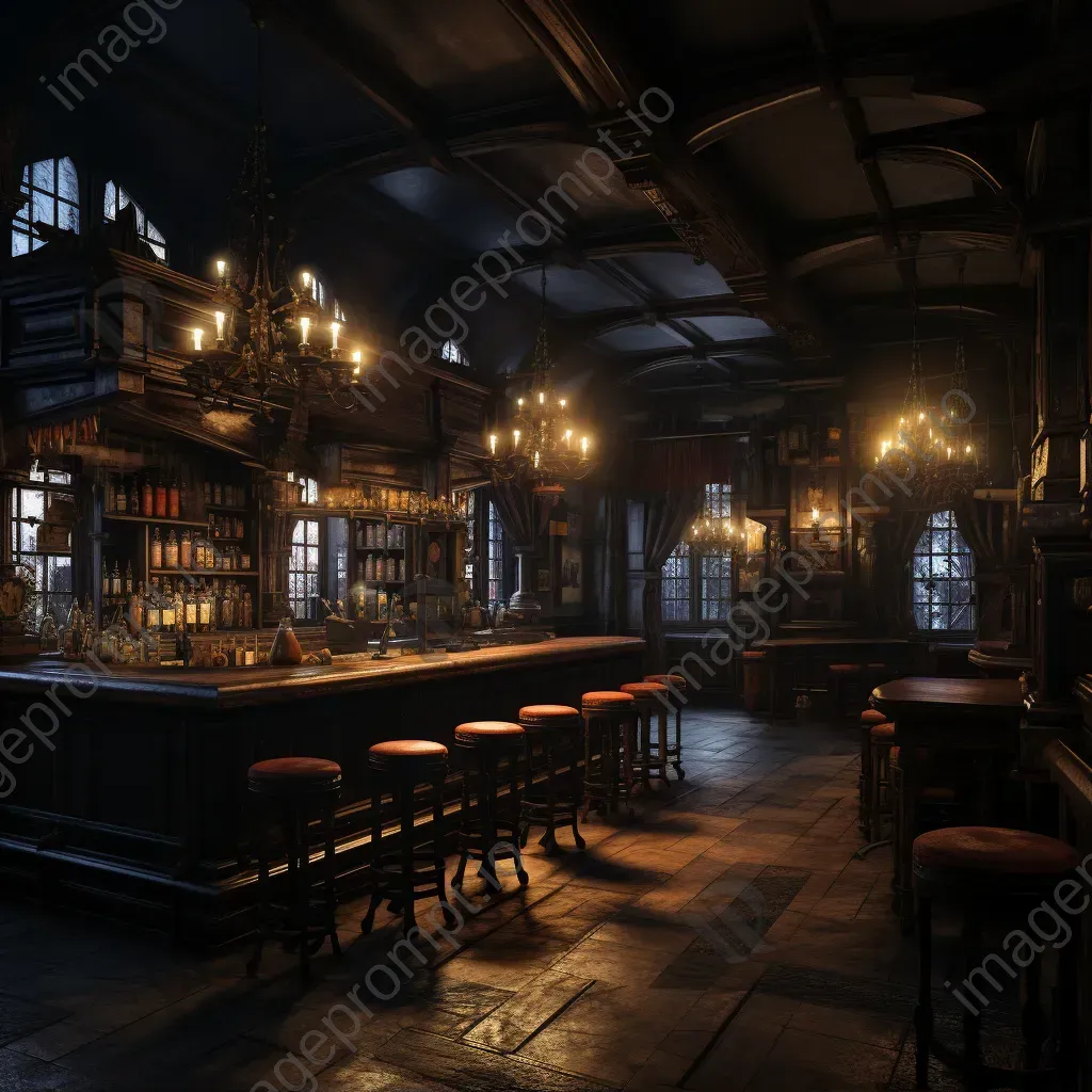 Chiaroscuro painting of an old-world English pub - Image 1