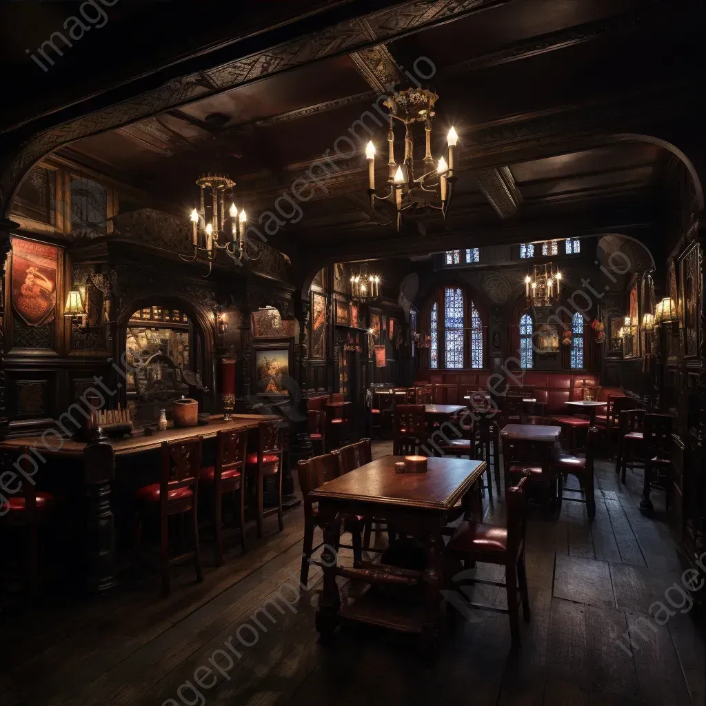 Chiaroscuro painting of an old-world English pub - Image 3