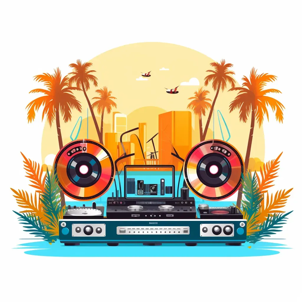 Summer music festival logo with beach party and DJ booth - Image 2