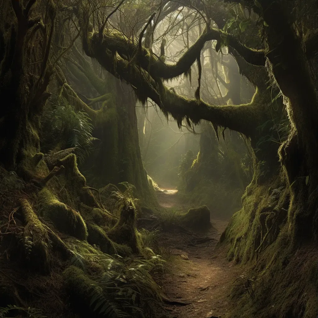 Image of an enchanted dark forest with ethereal lights - Image 3