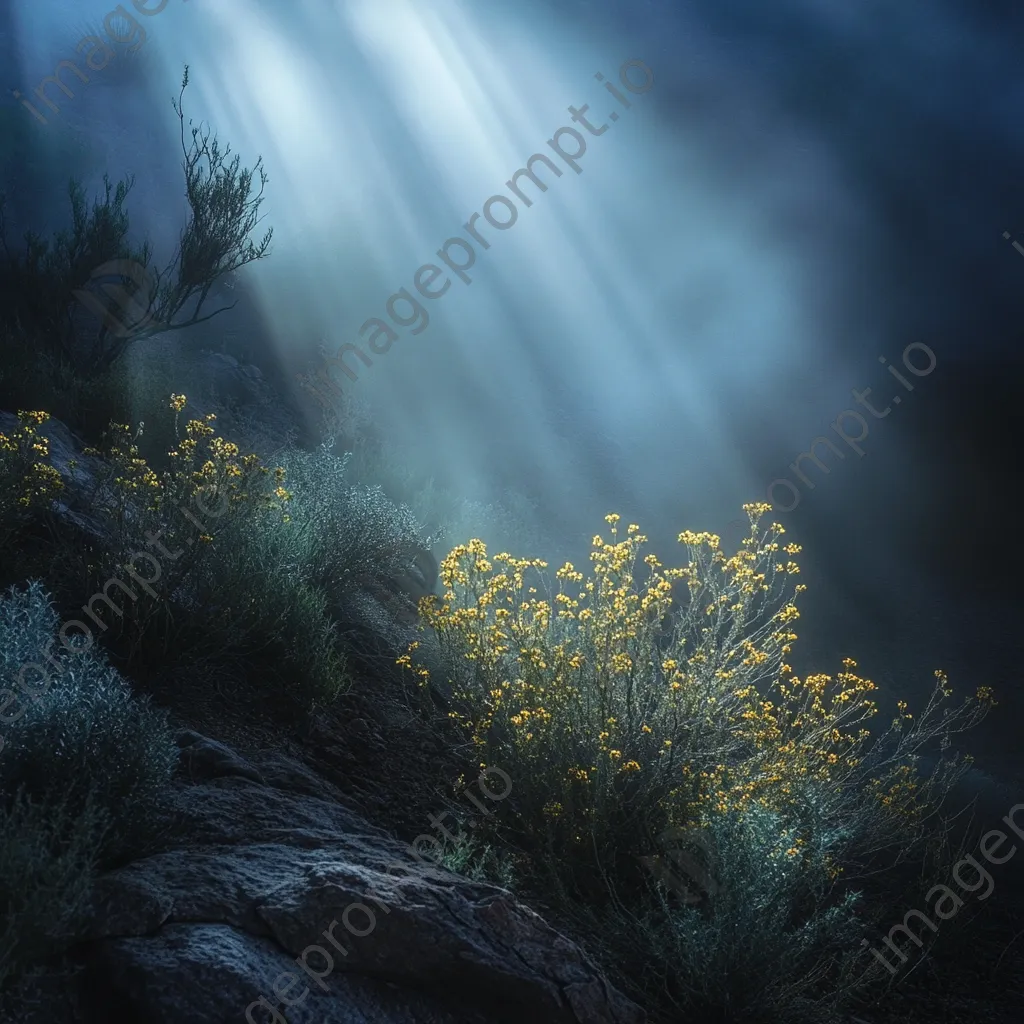 Secluded desert spring in misty environment - Image 1