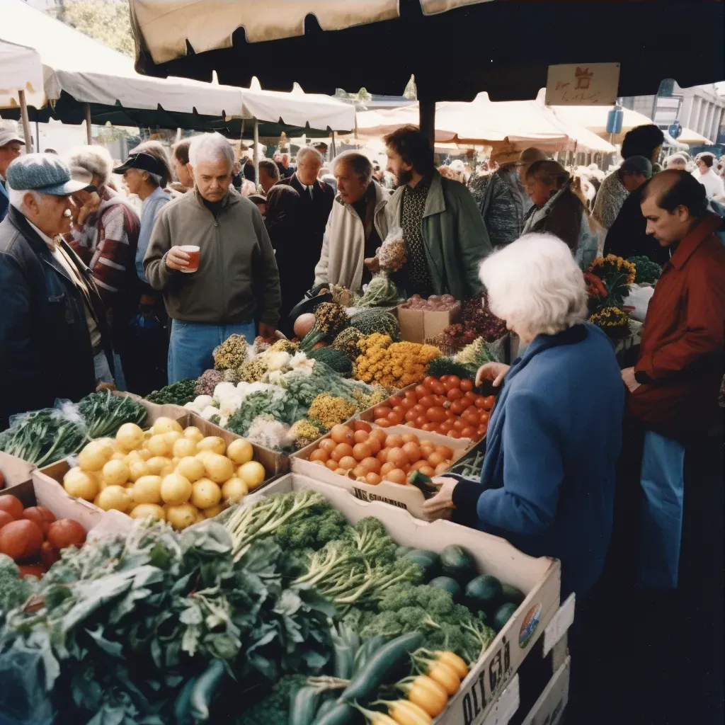 Crowded farmers market with people buying fresh produce - Image 3