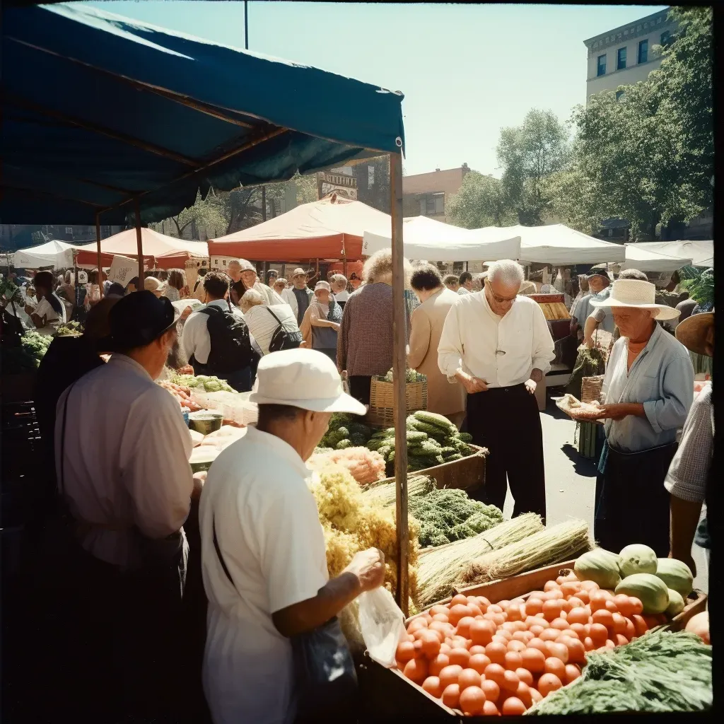 Crowded farmers market with people buying fresh produce - Image 4