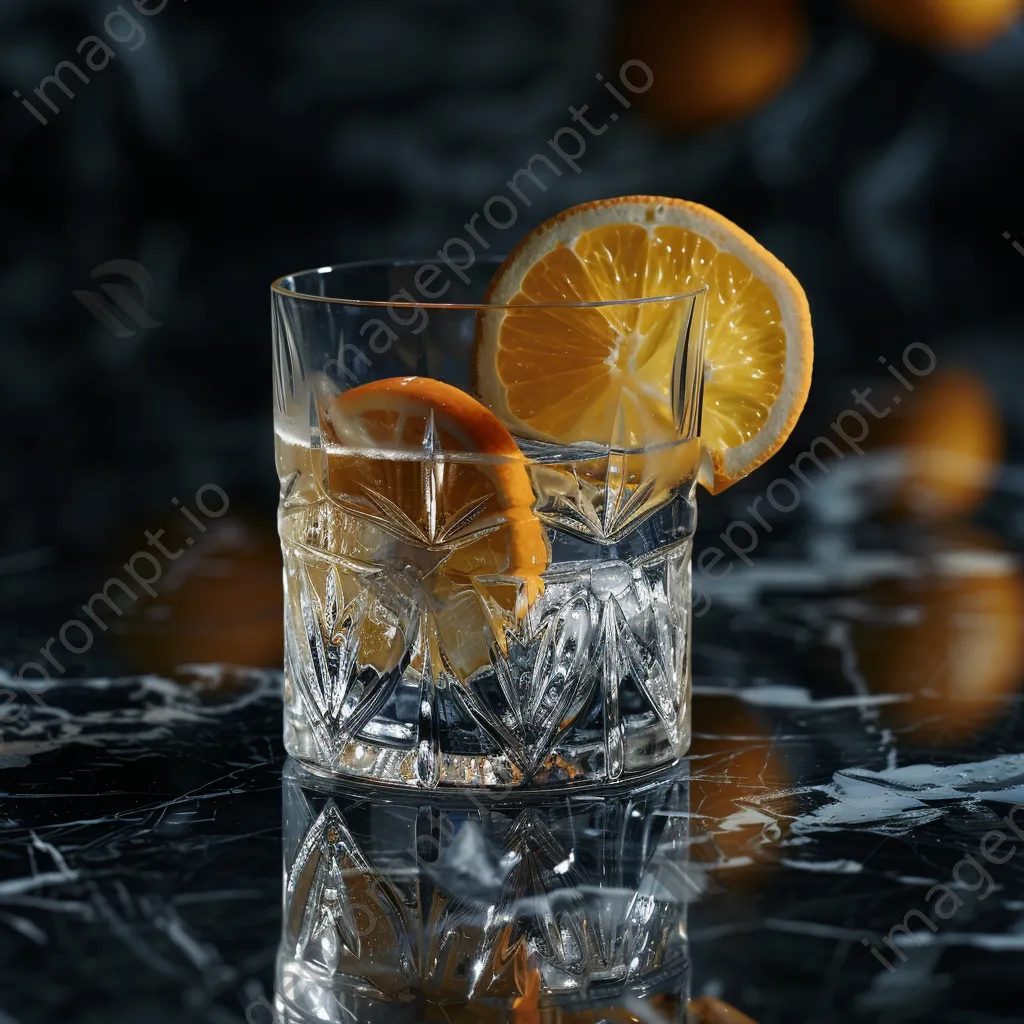 Crystal glass cocktail on a black marble surface - Image 1