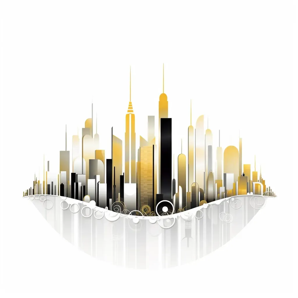 Technology company logo with abstract futuristic cityscape on white background - Image 2