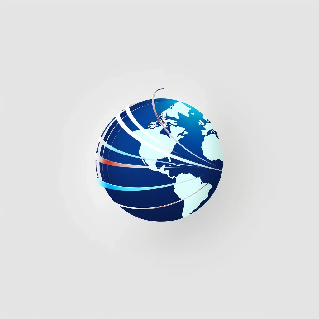 Bold and impactful news media company logo with a stylized globe icon in blue and white - Image 1