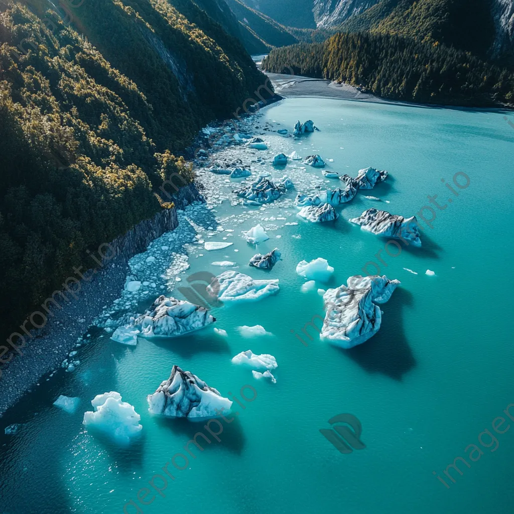 Formation of icebergs in a turquoise glacial bay - Image 1