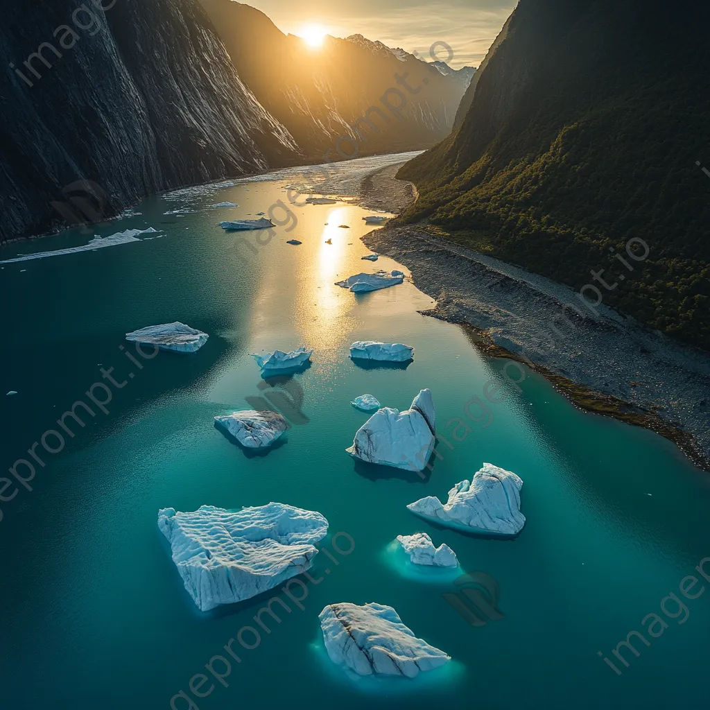 Formation of icebergs in a turquoise glacial bay - Image 2